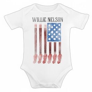 NWT Zion Rootswear Willie Nelson Guitar Flag Baby Onesie 12–18 Months